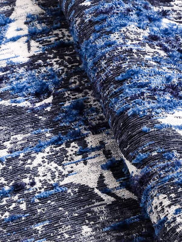 OCEAN Blue - farvet abstrakt jacquardstof